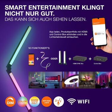 Розумна світлодіодна торшерна лампа LEDVANCE SMART WIFI для непрямого освітлення, Magic RGB, диммер, сріблястий алюміній, незмінна лампа