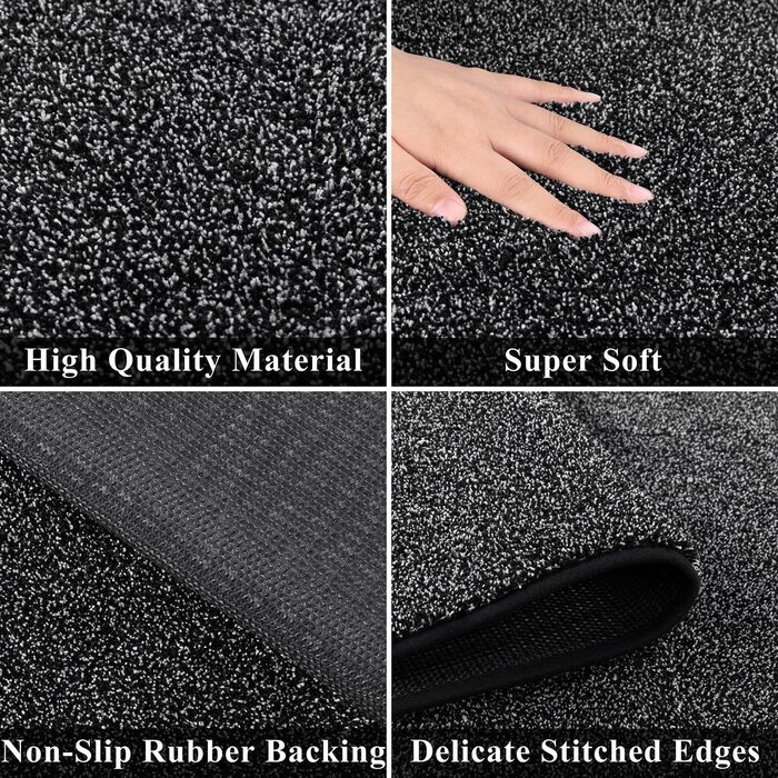 Килимова доріжка SHACOS 60x180 см, нековзка доріжка для передпокою, м&39який кухонний килимок, можна прати, сучасна доріжка для передпокою для кухні, входу, вітальні, чорний/сірий 60x180 см сірий/чорний