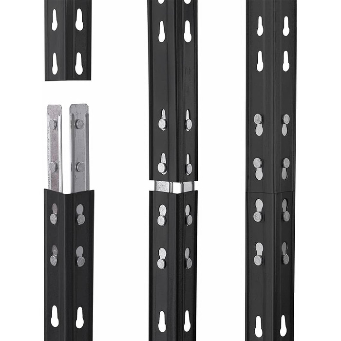 Поліжна система Rivet для важких умов експлуатації, антрацитово-сірий колір, 1 кутова полиця (180x90x45x64,5 см, 250 кг, 4 полиці з HDF) та 2 полиці без болтів (180x90x45 та 180x120x45 см, 250 кг)