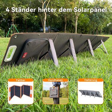 Портативна електростанція FLASHFISH 520 Втгод із сонячною панеллю 100 Вт, сонячний генератор з 2 розетками 230 В/560 Вт (піксельна напруга 1100 Вт), 5 виходами постійного струму та 4 виходами USB, аварійний генератор з акумулятором для кемпінгу, вечірок, 