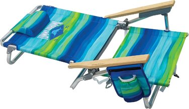 Рюкзак Tommy Bahama Classic Flat, 2 шт., 5 позицій, з кулером та тримачем для напоїв, портативний складний пляжний стілець для засмаги, синій/зелений, синій/зелений, 23&39 x 25,25&39 x 31,5&39