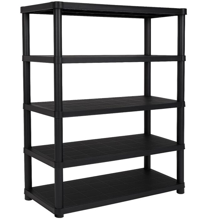 Пластиковий стелаж Ondis24 антрацитового кольору, 120 x 40 x 180 см міцний стелаж без болтів з 5 полицями, 60 кг на полицю полиця для зберігання, полиця для підвалу, полиця для майстерні, полиця для зберігання в гаражі та коморі