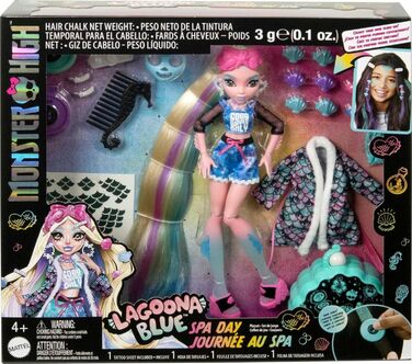 Лялька Monster High, набір для спа-дня Lagoona Blue з аксесуарами Wear and Share, такими як шпильки для волосся, крейда для волосся та татуювання (HKY69)