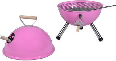 Міні-барбекю чайник гриль вугілля гриль для садової тераси кемпінг фестиваль пікнік барбекю барбекю Ø 30 см рожевий