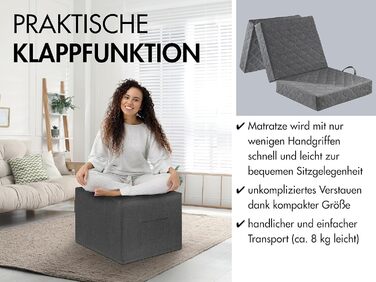 Гостьовий матрац Traumnacht de Luxe з високоякісним в&39язкоеластичним топпером та сучасним чохлом, 75 x 195 x 14 см, світло-сірий, виготовлений за німецькими стандартами якості. Гостьовий матрац чохол