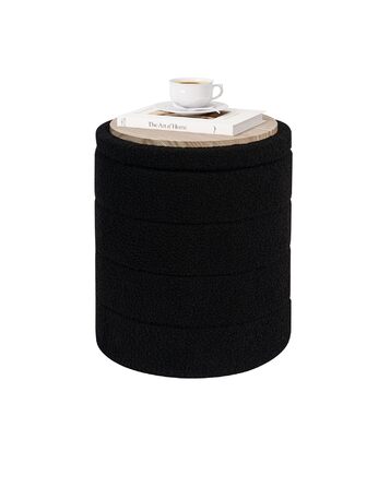 Табурет PINPLUS з місцем для зберігання, кругла коробка для зберігання з кришкою, складна підставка для ніг, м&39який табурет з місцем для зберігання Ø 37x45 см для вітальні, спальні та коридору, чорний 37Г x 37Ш x 45В см