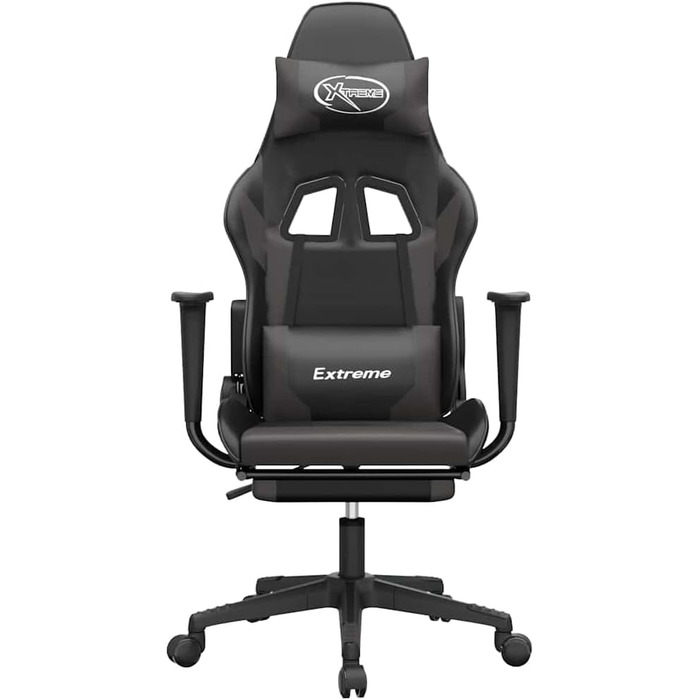 Геймерське крісло з підставкою для ніг, ергономічний дизайн, зручне комп&39ютерне крісло, обертове, для тривалих ігрових сесій. З підставкою для ніг, чорно-сірий колір.