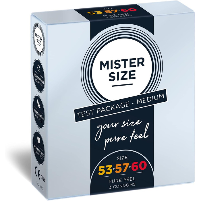 Набір MISTER SIZE Medium, презервативи 53, 57, 60 мм, ультратонкі, 3 шт