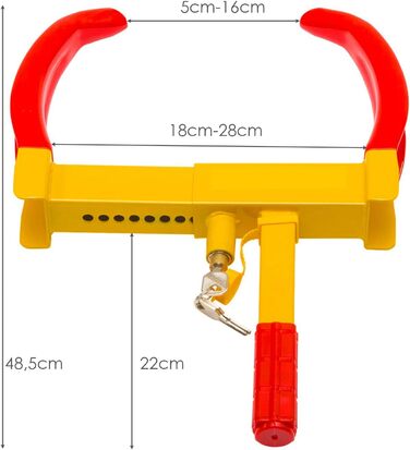Іммобілайзер DREAMADE із залізного матеріалу, паркувальний кіготь колеса з 3 ключами, кіготь шини на ширину шини від 17,8 до 28 см