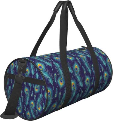 Дорожня сумка-циліндр з пір'ям павича, спортивна сумка для чоловіків та жінок, сумка-мішок, спортивна дорожня сумка