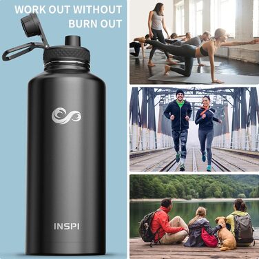 Ізольовані пляшки для води з соломинкою та 3 кришками, широко відкриваються, потрійний вакуумний глечик з нержавіючої сталі, збері