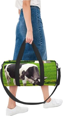 Спортивна сумка-мішок для подорожей та пляжу, принт Корови, чорна, універсальний розмір, дорожня сумка
