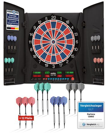 Електронна мішень для дартсу Dartona CB160 Cabinet Офіційний турнірний розмір Електронна мішень для дартсу Турнірна дошка з 33 іграми та понад 160 варіаціями