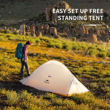 Намет для кемпінгу Naturehike Cloud up 2, надлегкий намет для 2 осіб, 3-4 сезони, водонепроникний намет для походів та піших прогулянок, кумкватовий жовтий, 10D