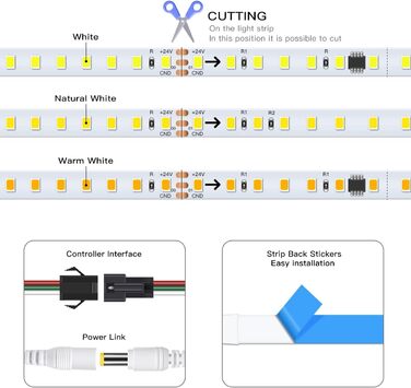 Світлодіодна стрічка AIMENGTE 10 м, світлодіодна стрічка DC24V 120 світлодіодів / м з контролером сенсорної панелі, світлодіодна стрічка WS2811 з проточною водою для прикраси кімнати будинку (теплий білий)