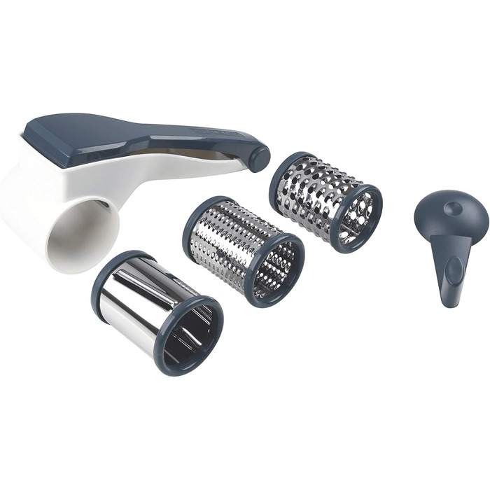 Барабанна терка Fackelmann 27911, нержавіюча сталь 18/8, білий, сріблястий і синій, 210,5X10CM Терка для барабанів білий/синьо-сірий