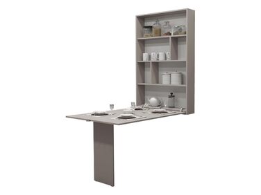Настінний стіл Mirjan24 Albi, настінний розкладний стіл з 2 полицями, V-подібний стіл, обідній стіл, ідеально підходить для їдальні, кухні, розкладний стіл, барний стіл (Кашемір)