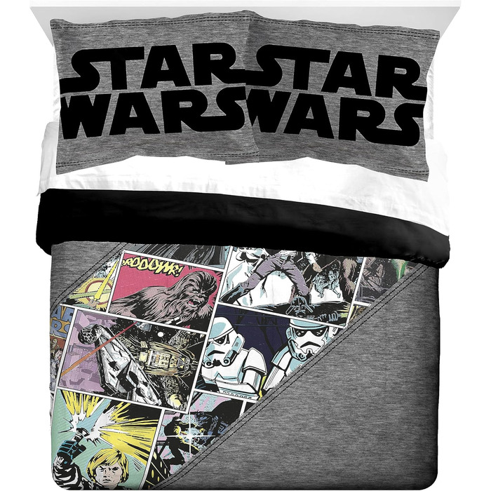 Комплект ковдри та наволочок Jay Franco Star Wars Comic Queen - надзвичайно м'яка дитяча постільна білизна - стійка до вицвітання