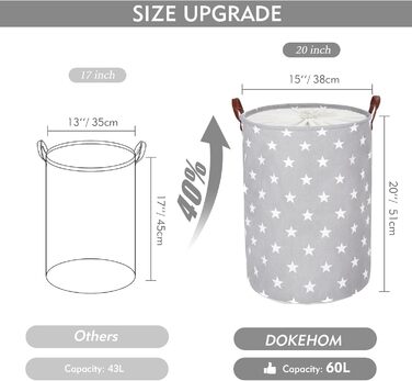 Дюймові потовщені складні круглі кошики для зберігання білизни, бавовняні (Grey Star, L) одноразові Grey Star 20'/L, 20-