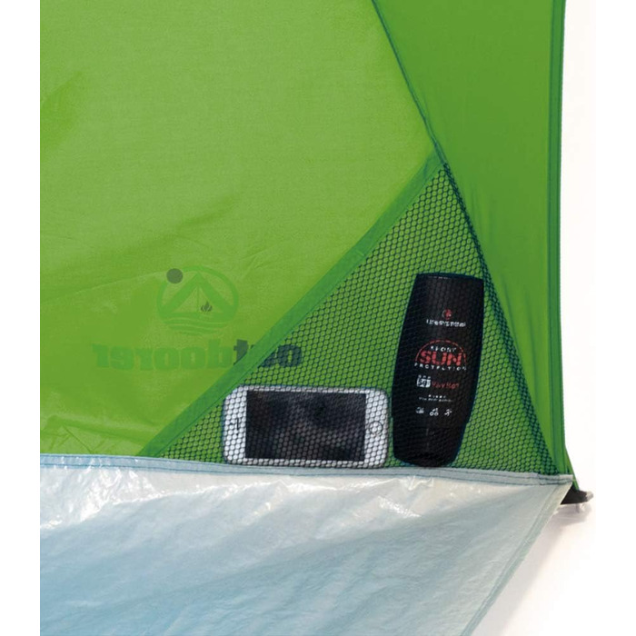 Легкий пляжний намет для активного відпочинку Helios Air 850 - пляжний намет із захистом від сонця UV 80, невеликий розмір для подорожей, сонцезахисний намет з алюмінієвими стійками (зелений)