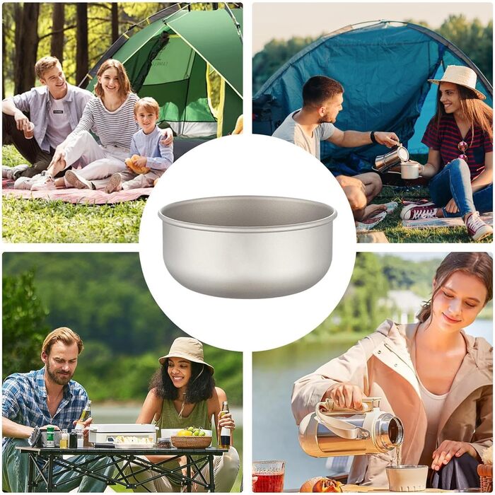 Легка титанова миска Портативна титанова миска для кемпінгу Надлегка титанова миска Миска/тарілка для пасти, миска для фруктів, портативні десертниці для походів, кемпінгу, піших прогулянок, пікніків, придатна для миття в посудомийній машині