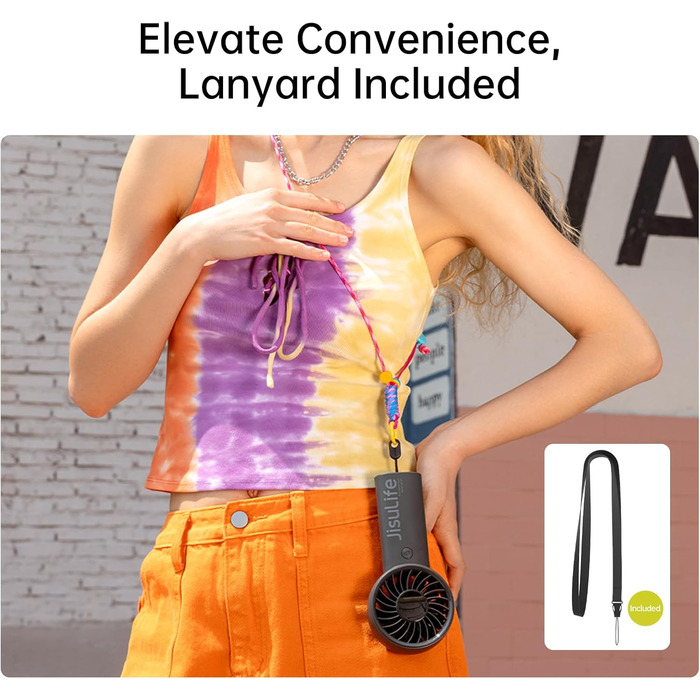 Ручний вентилятор JISULIFE, батарея 5000 мАг, оновлений портативний вентилятор із сильним вітром, портативний міні-вентилятор USB, що перезаряджається, з цифровим дисплеєм, ідеально підходить для подорожей/пляжу/школи (чорний)