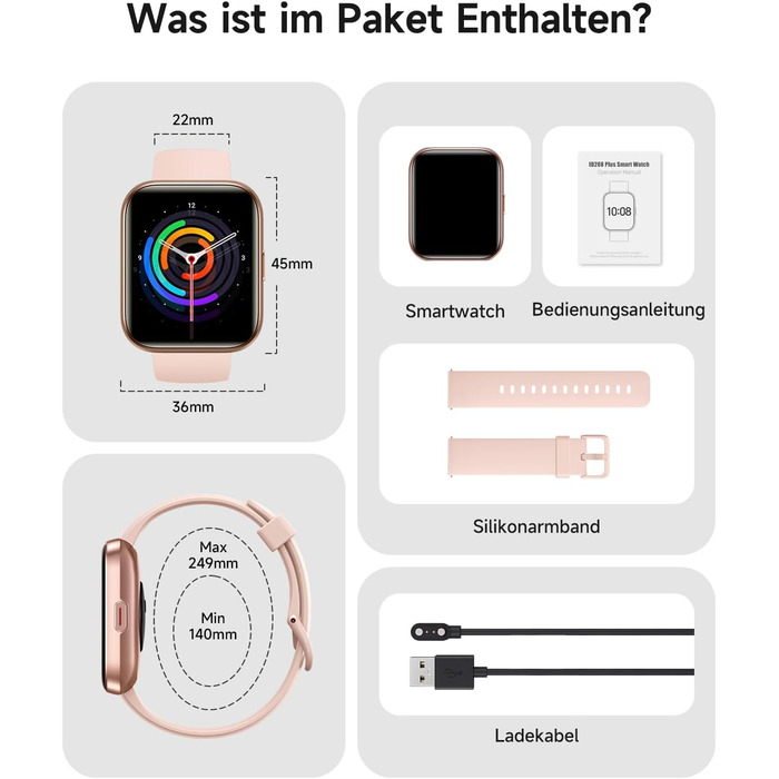 Розумний годинник для чоловіків та жінок, 1,8-дюймовий AMOLED-дисплей, розумний годинник з функцією телефону, Alexa, фітнес-годинник з серцевим ритмом, сном, SpO2, крокоміром, 110 спортивних режимів, водонепроникність IP68, спортивний годинник для iOS та 