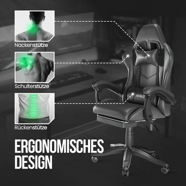 Ігрове крісло Avalo - Ергономічне офісне крісло, регульоване - Ігрове крісло - Чорне