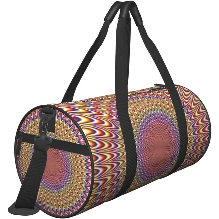 Спортивна сумка, дорожня сумка, спіральний візерунок, оптична ілюзія, з принтом, сумка на нічліг, чорна, універсальний розмір, сумка для подорожей