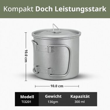 Титанова кружка Keith Titanium з одностінною кришкою та складною ручкою, портативна кавова кружка з кришкою та складною ручкою, посуд для чаю та кави, ідеально підходить для кемпінгу, пікніків, трекінгу та активного відпочинку (300 мл)