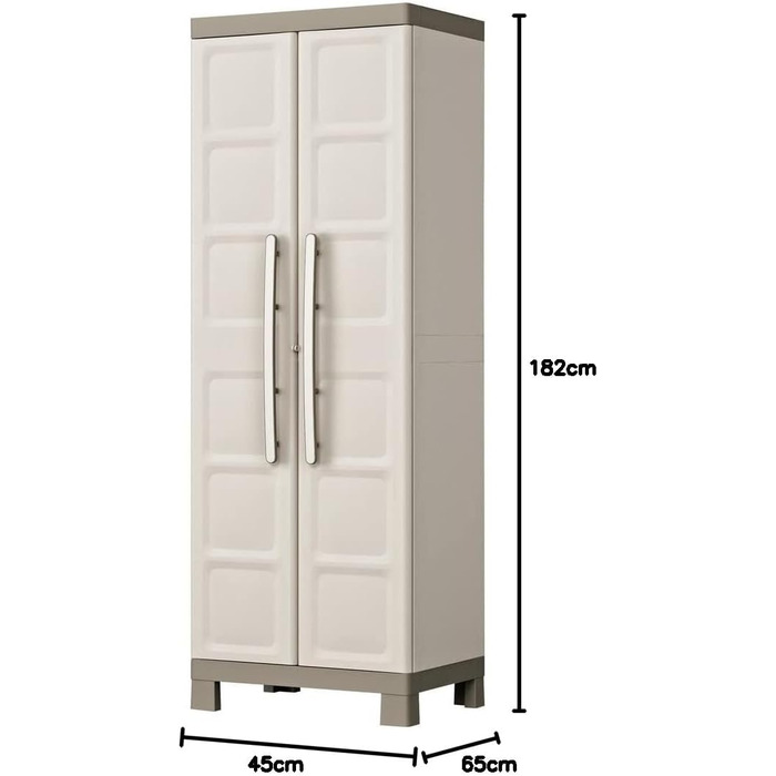 Висока пластикова шафа Keter Excellence, ШхГхВ 65x45x182 см, бежевий/сіро-коричневий, вкл. 4 полиці з регульованою висотою