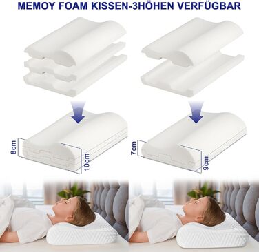 Подушка для шиї LAMB Pillow, ергономічна подушка для підтримки шиї з регульованою висотою з піни з ефектом пам&39яті з наволочкою, яку можна прати, 50x35 см, біла 1