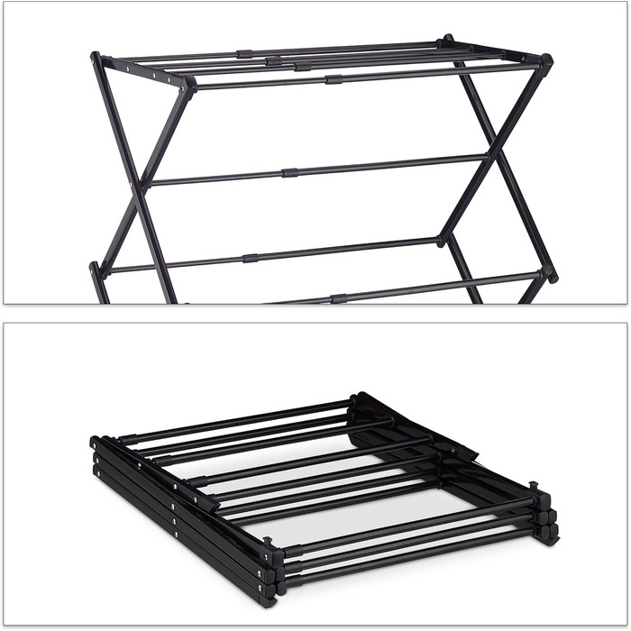 Вішалка для одягу Relaxdays, складна, висувна, 1анг, 6 рівнів, компактна вежа для одягу, метал, чорна