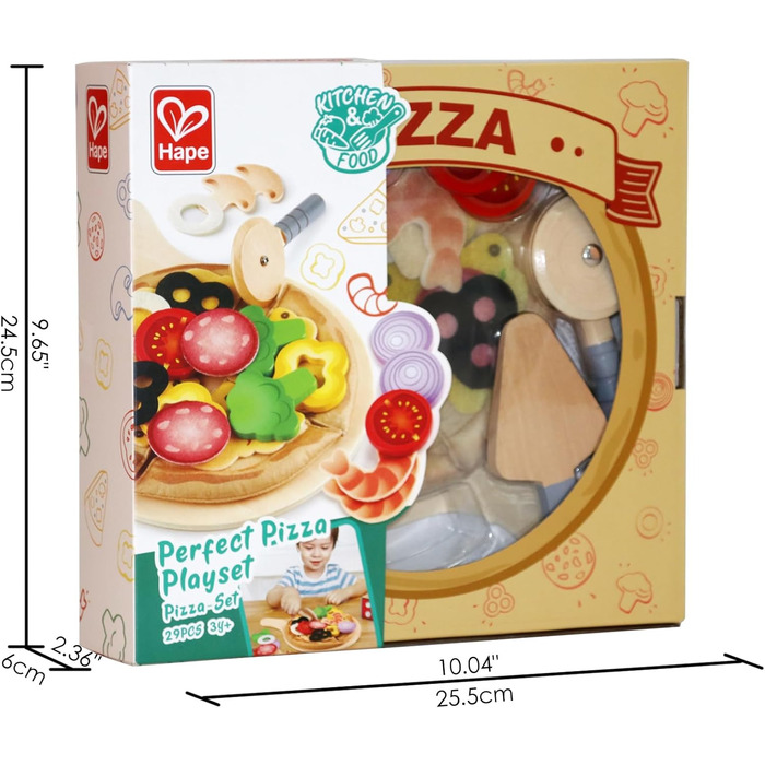 Ігровий набір Hape Pizza Set від Hape Kitchen з упаковкою для піци для ще більшого задоволення від гри