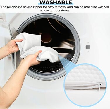 Подушка для сну MAGIC SELECT для пари, з піни з ефектом пам&39яті. Ергономічна подушка з кишенею для тих, хто спить на боці. Чохол з поліестеру, який можна прати, з вирізом ліворуч. Подушка для одного або двох осіб. A7453