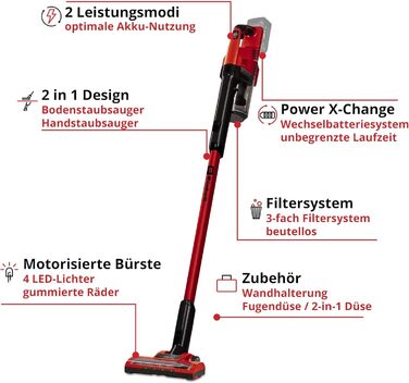 Акумуляторний стіковий пилосос Einhell TE-SV 18 Li-Solo (без акумулятора та зарядного пристрою)