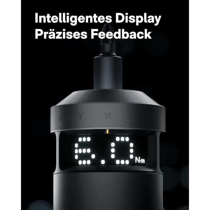 Електричний Шуруповерт з Інтелектуальним Дисплеєм, 6 Режимів Моменту (0.5-6 Нм), Набір Біт 1/4 (30 шт.), Акумулятор 2000 мАг, USB-C, для Електроніки та Домашнього Ремонту
