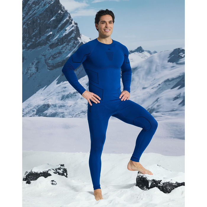 Чоловічий комплект термобілизни Pioneer Camp - дихаючий та теплий матеріал, безшовний, ідеально підходить, функціональна білизна, лижна білизна - підходить для різних видів спорту та дозвілля, темно-синій L
