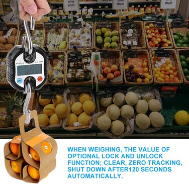 Електронні ваги, цифрові підвісні ваги з РК-дисплеєм, 150 кілограмів, електронні ваги з підвісними гачками та петлею для зважування (чорні)