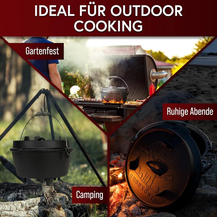 Набір для голландської печі 6 л - Каструля для запікання з практичним підйомником кришки та ніжками Каструля з ніжками 6 літрів