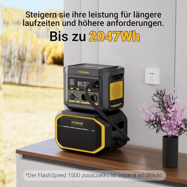 Портативна електростанція VTOMAN FlashSpeed 600 600 Вт (пікова потужність 1200 Вт) - сонячний генератор 499 Втгод, LiFePO4, мобільний накопичувач енергії, 100 Вт USB-C, швидка зарядка 60 хв 0-80 для кемпінгу, риболовлі, автофургона