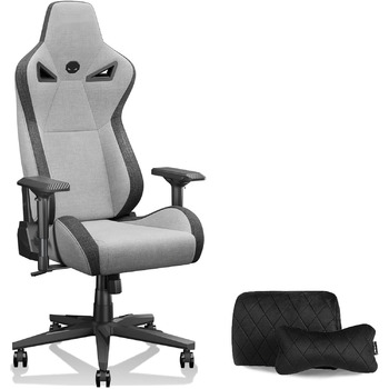 Ергономічне ігрове крісло з підтримкою для голови та попереку Велике офісне крісло світло-сірого кольору Кут нахилу 155 з фіксатором Чохол з повітропроникної тканини світло-сірого та чорного кольорів