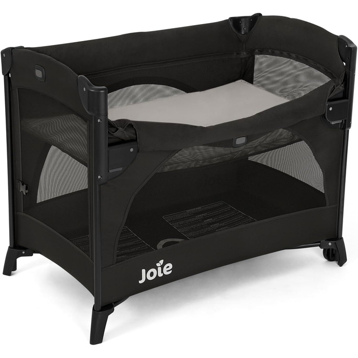 Дорожнє ліжечко Joie Kubbie Sleep, приліжкове ліжечко 2-в-1, відкидна боковина, знімний вкладиш, компактно складається від народження до 3 років (0-15 кг), колір сланцевий