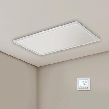 Інфрачервоний стельовий обігрівач з термостатом, 660 Вт, інфрачервоний стельовий обігрівач із захистом від перегріву, нагрівальна панель, енергозберігаючий електричний обігрівач - 1030 x 630 мм, 660 Вт стельове кріплення термостат