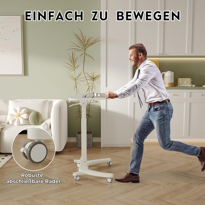 Складаний комп&39ютерний стіл BONTEC 65x50 см, регульована висота з 4 колесами, стіл для ноутбука, складаний, бічний столик для офісу, вітальні, спальні, до 12 кг, ідеально підходить для домашнього офісу та невеликих приміщень, білий