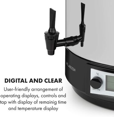 Цифрова консервуюча машина Дозатор для консервації горщиків для консервації гарячих напоїв, 50 літрів, 2500 Вт, 30-100 C, таймер, функція збереження тепла, кришка із закриттям, полірована нержавіюча сталь Konfistar Digital 50 літрів, 50