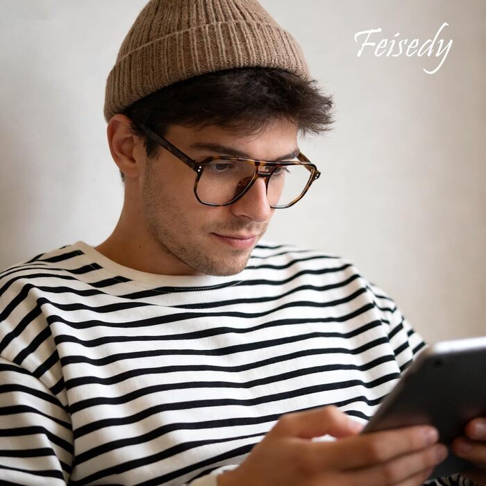 Окуляри FEISEDY Retro 70-х 80-х з фільтром синього світла (без діоптрій), рогова оправа B2866, чорний леопард, 54 мм
