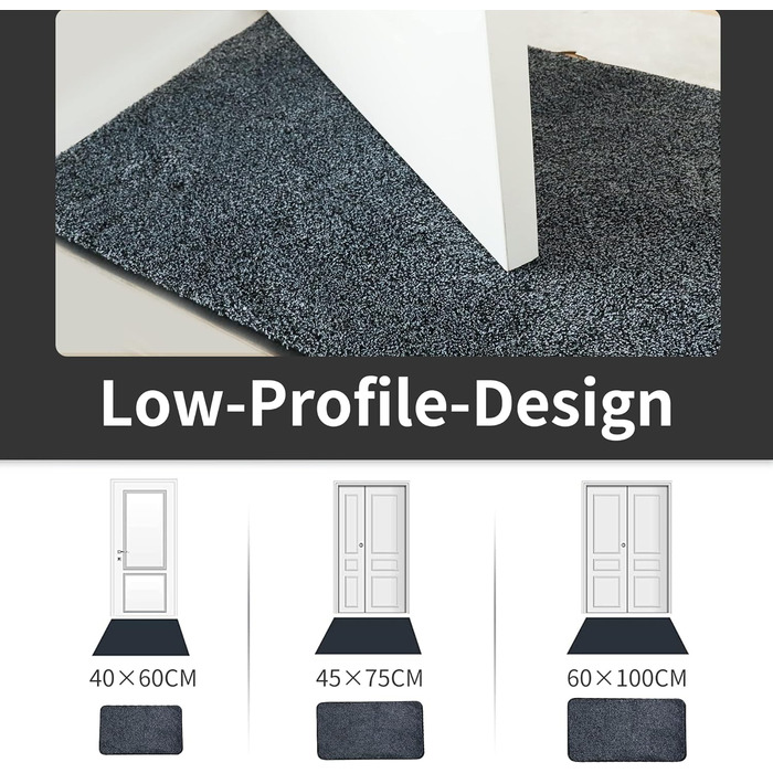Килимок для дверей COSY HOMEER для приміщень 50 x 80 см, м'який абсорбуючий і брудовідштовхуючий килимок нековзний, низькопрофільн
