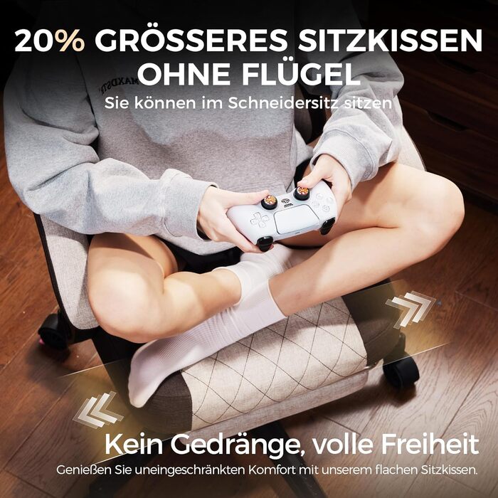 Тканина ігрового крісла Dowinx з пружинною подушкою, масажне офісне крісло з поперековою опорою та підставкою для ніг для дорослих, ергономічне ігрове крісло великого та високого розміру для офісних ігор 135 кг, коричневе