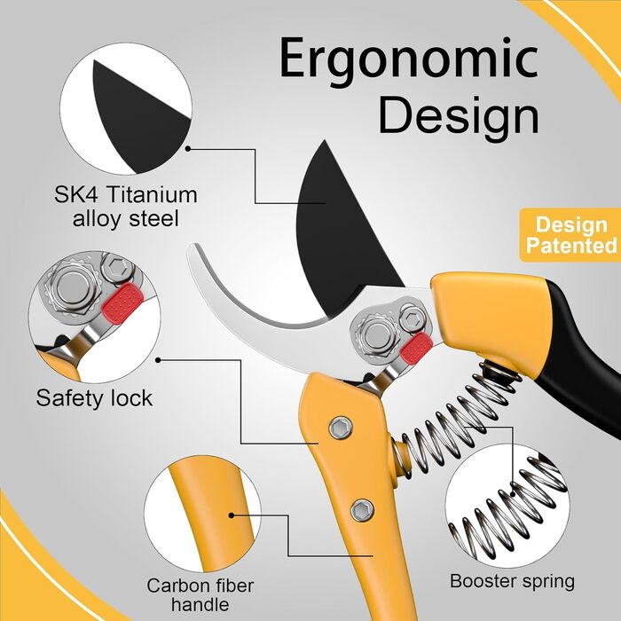 Садові ножиці, секатори SK4, професійні садові ножиці з двостороннім механізмом для рослин, живоплотів та квітів, секатори SK4